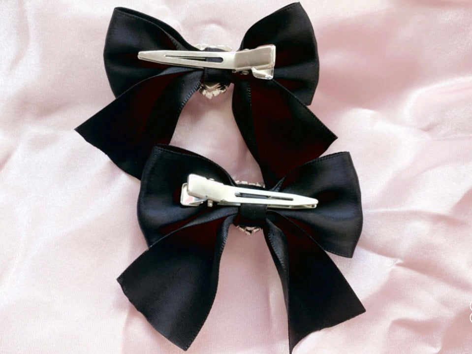 Ribbon Barrettes in Noir