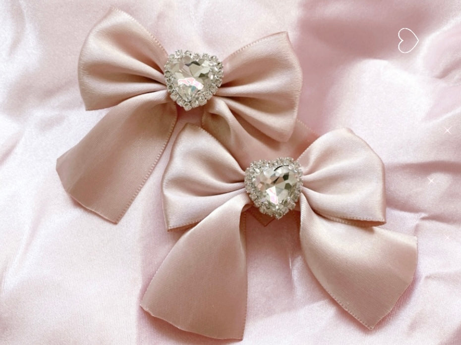 Ribbon Barrettes in Pale Rose