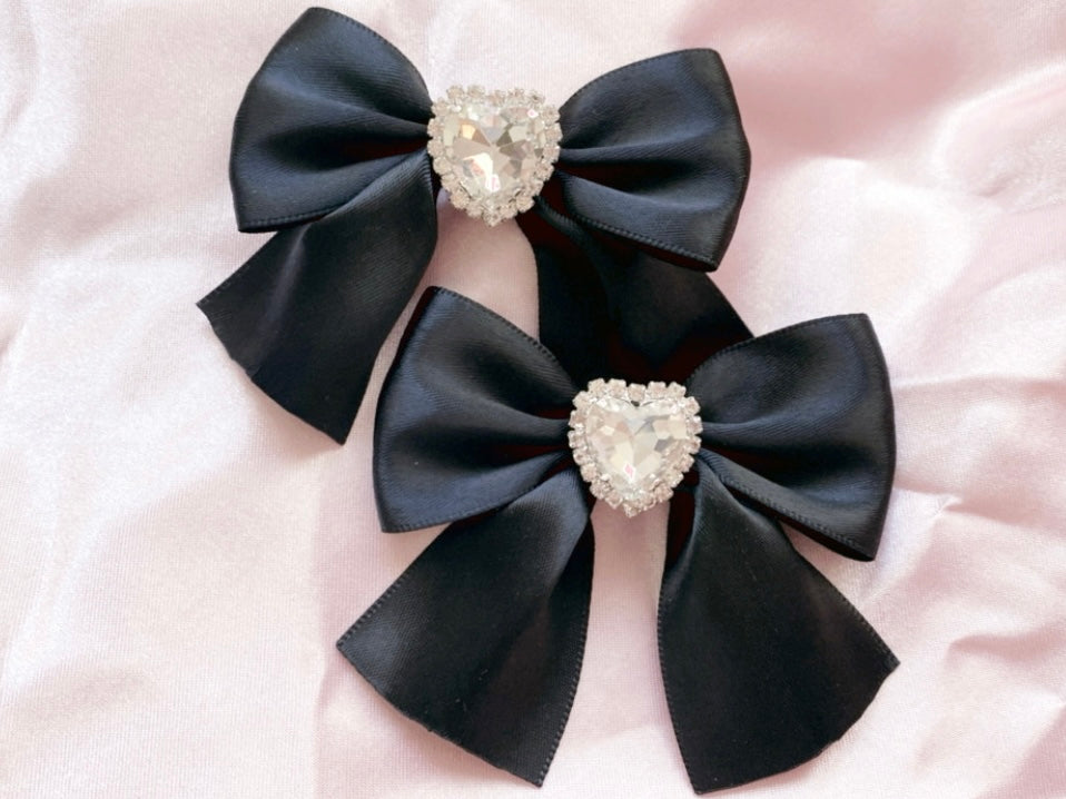 Ribbon Barrettes in Noir