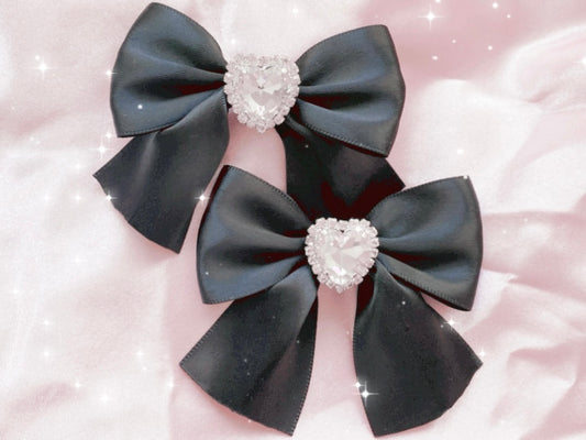 Ribbon Barrettes in Noir