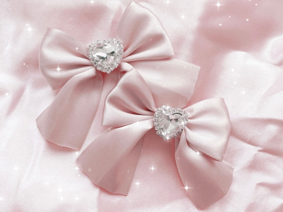 Ribbon Barrettes in Pale Rose